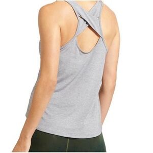 Athleta Yogini Criss Cross Tank Top‎ Light Heather Gray  Size Small